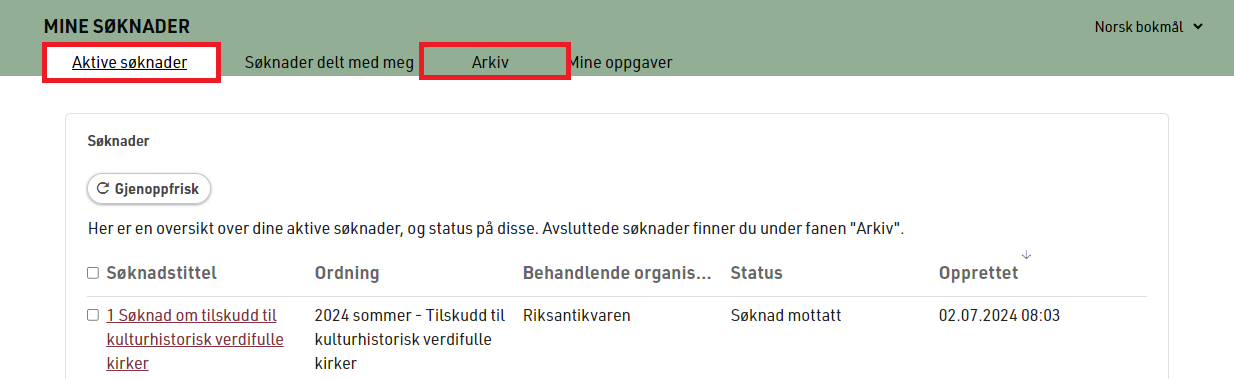 Aktive søknader