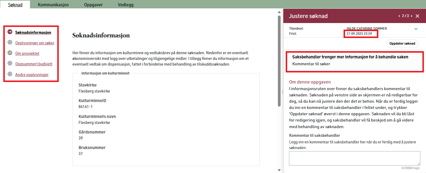 Navigere i søknad