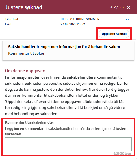 Kommentar til saksbehandler