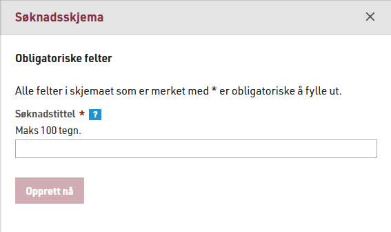 Skriv inn søknadstittel