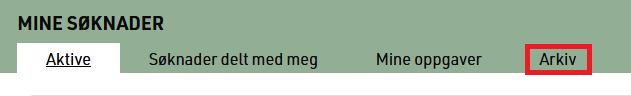 Mine søknader - Arkiv