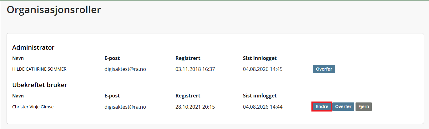 Endre organisasjonsrolle