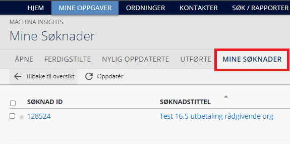 Utførte oppgaver