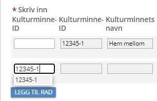 Søk fram kulturminne-ID