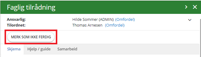 Merk som ikke ferdig