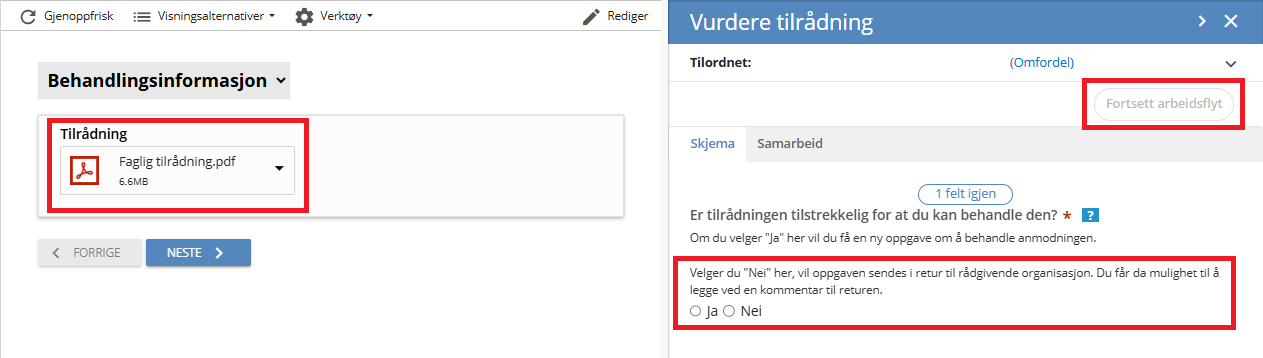 Fortsett arbeidsflyt