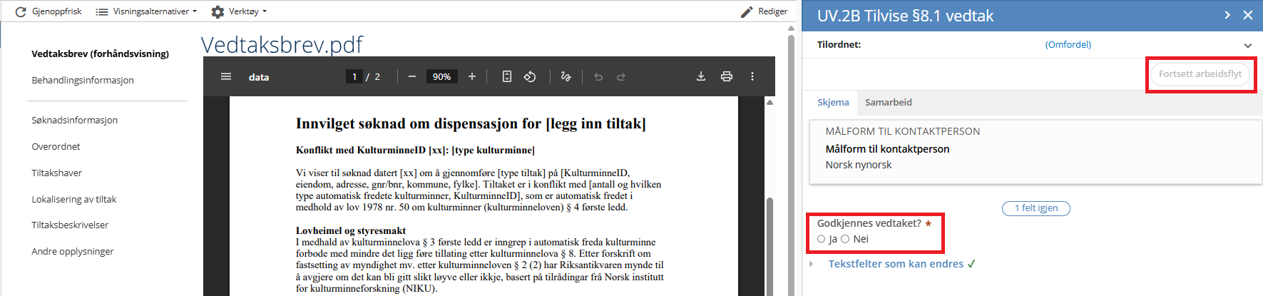 Velg utfall