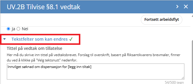 Felt som kan endres