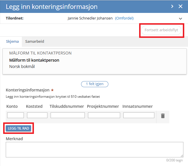 Legg inn konteringsinformasjon