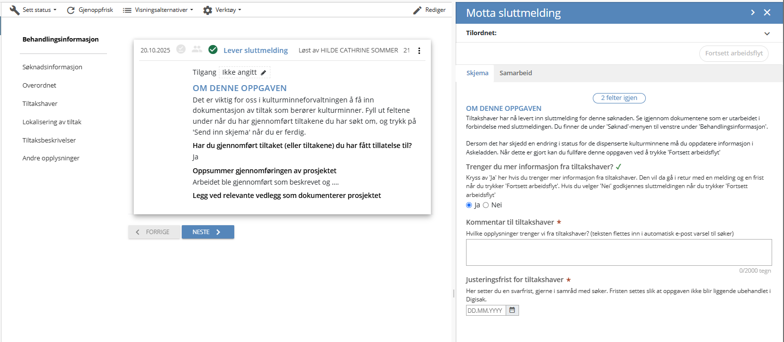 Motta sluttmelding