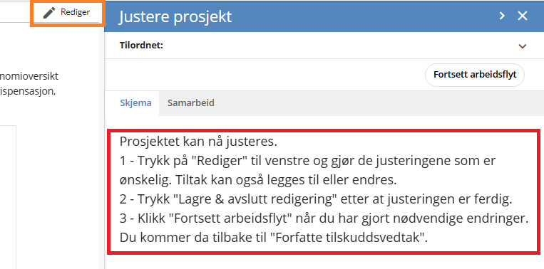 Rediger prosjekt