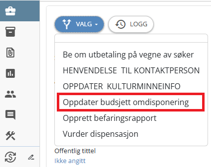 Oppdater budsjett omdisponering